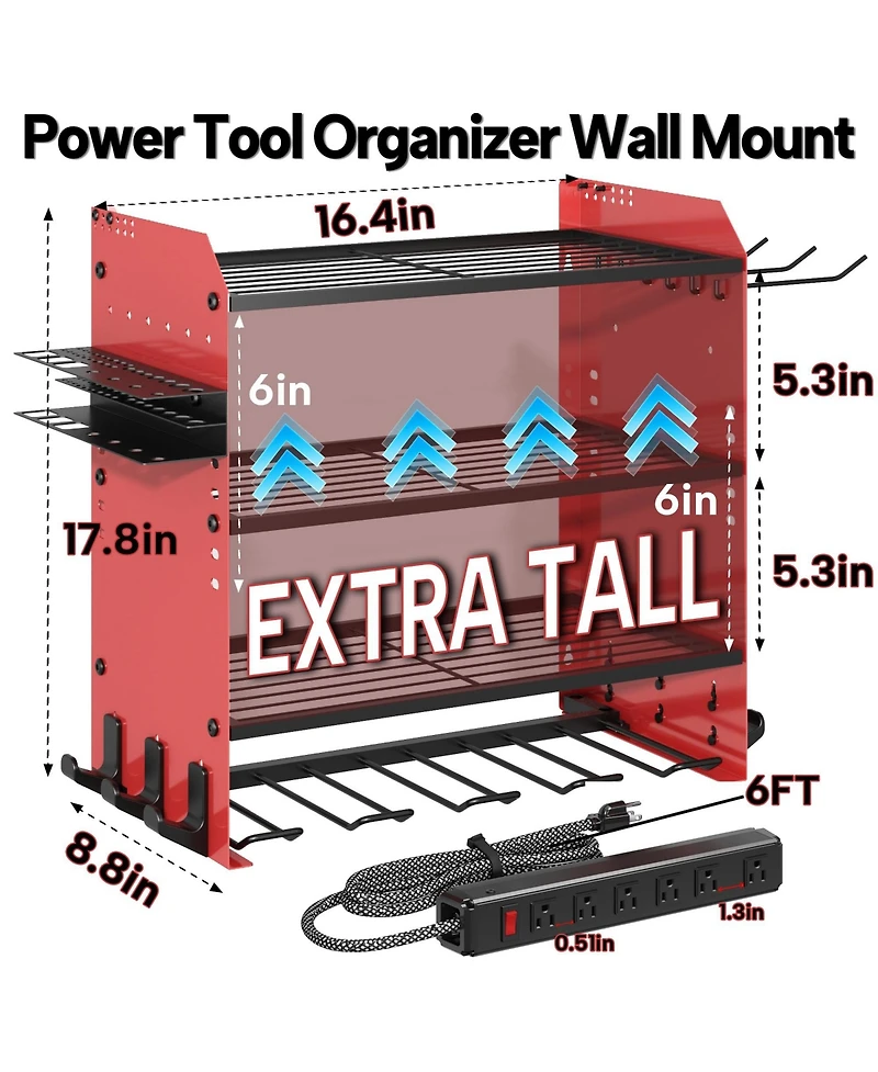 Xdovet Power Tool Organizer Wall Mount Charging Station Drill Holder Storage Rack