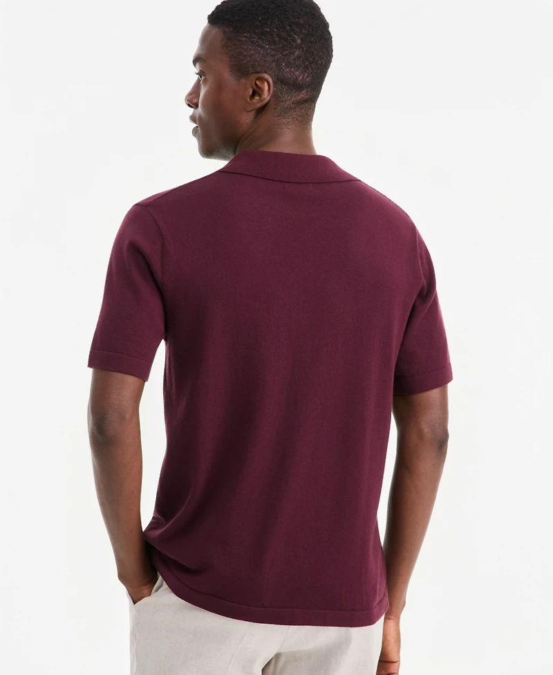 Alfani Men's Cotton-Blend Johnny-Collar Polo Sweater, Macy's Exclusive