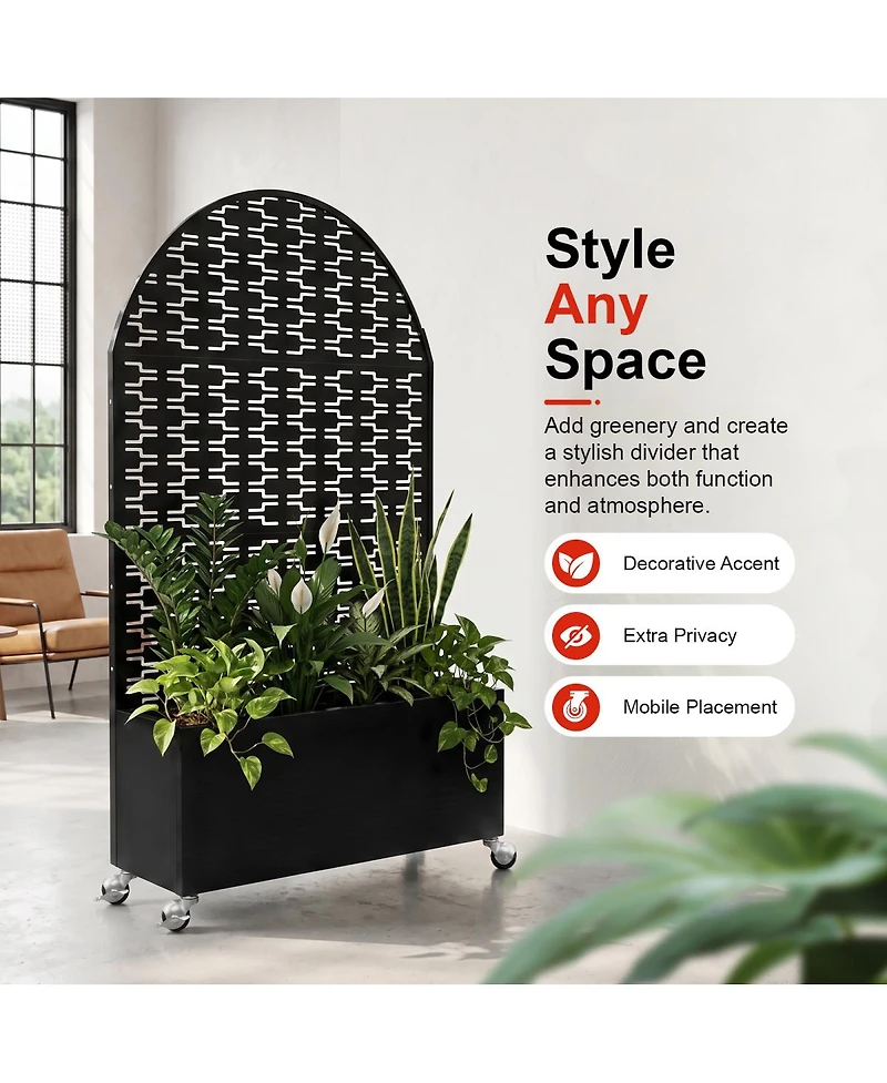 Streamdale Furniture Arched Metal Privacy Screen with Planter Box 70.87'' Tall