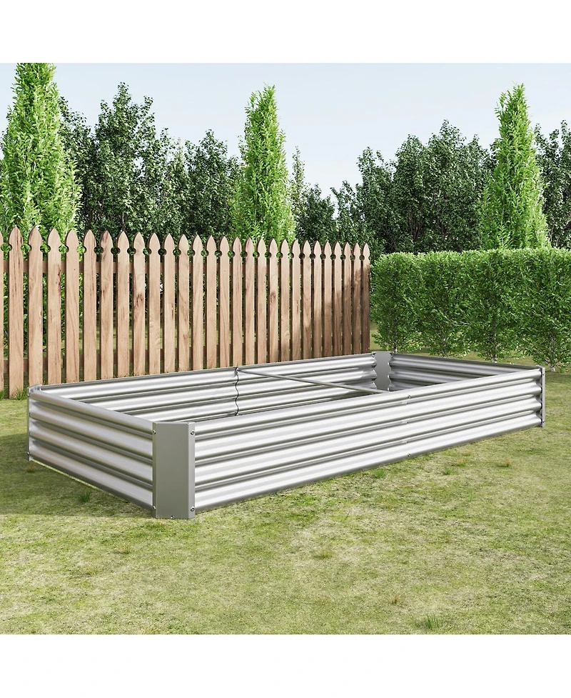 Streamdale Furniture 2Piece 8x4x1ft Metal Raised Rectangle Garden Planter Beds