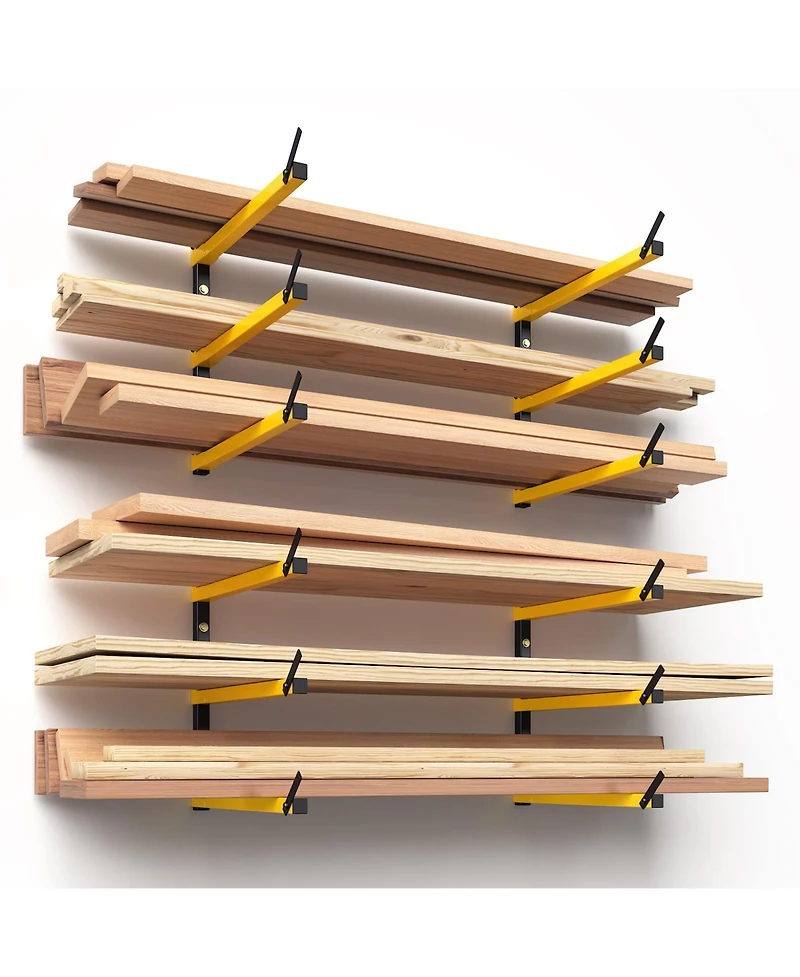 Xdovet Lumber Storage Rack Wall Mounted Metal Folding 3-Level Heavy Duty