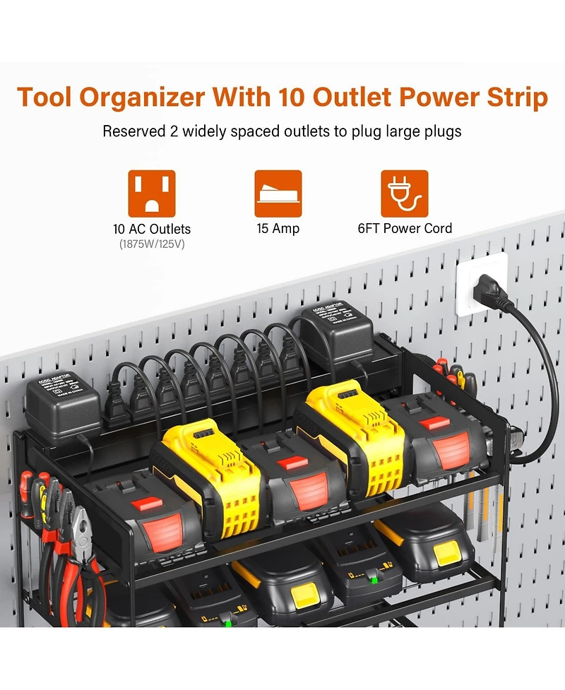 Xdovet Power Tool Organizer Wall Mount Drill Holder Charging Station 4-Layer