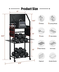 Xdovet Heavy-Duty Rolling Power Tool Storage Cart with Charging Station and Drill Rack