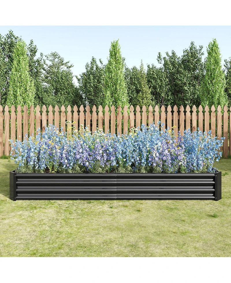 Streamdale Furniture 2Piece 8x4x1ft Metal Raised Rectangle Garden Planter Beds