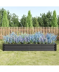 Streamdale Furniture 2Piece 8x4x1ft Metal Raised Rectangle Garden Planter Beds