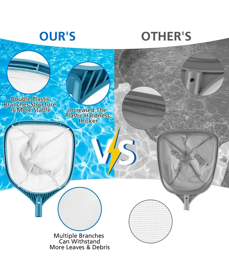 Xdovet Pool Skimmer Net Aluminum Poles Fine Mesh Debris Removal