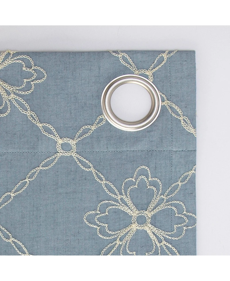 Sun Zero Adria Trellis Embroidered 100percentage Blackout Grommet Curtain Panel