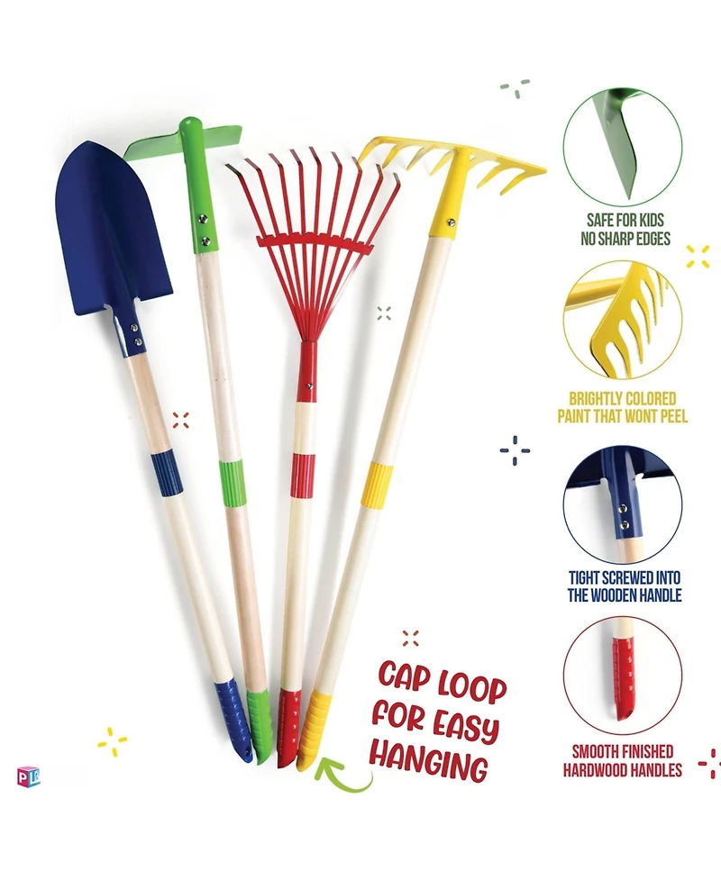 Xdovet Garden Tool Set Wooden Shovel Rake Hoe Leaf