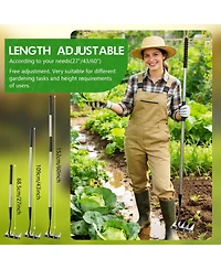 Xdovet Garden Hand Rake Carbon Steel 5 Teeth Weeding Leaf Removal