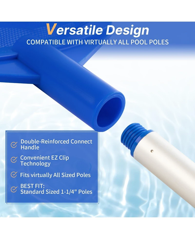 Xdovet Pool Skimmer Net Pole Aluminum Mesh Leaf Rake