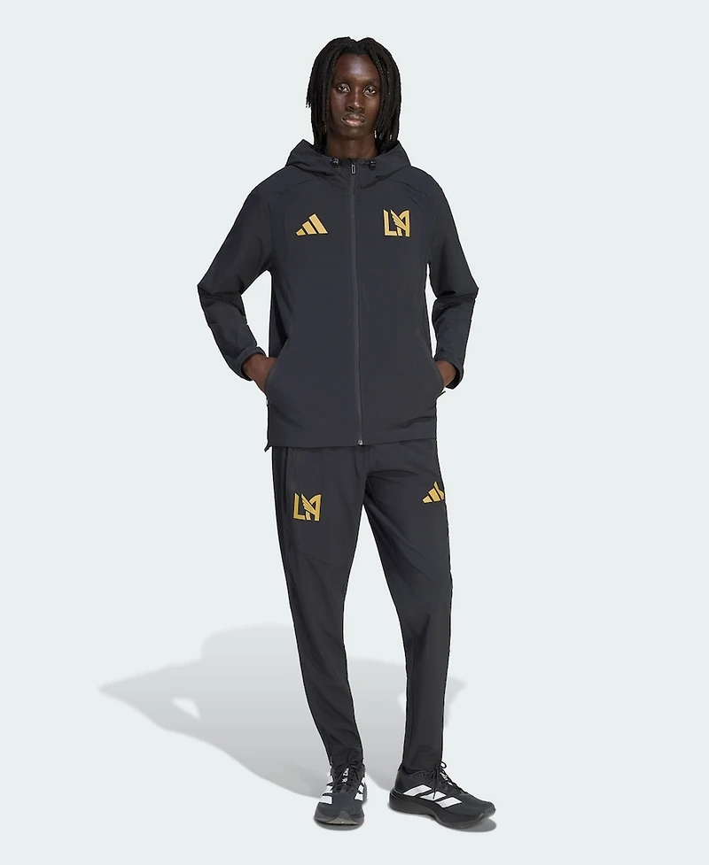 Adidas Men's Black Lafc Tiro Travel Full-Zip Hooded Windbreaker