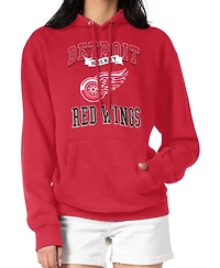 G-iii 4Her by Carl Banks Women's Red Detroit Red Wings Team Logo Tri-Blend Fleece Pullover Hoodie