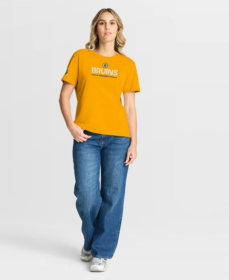 Fanatics Women's Gold Boston Bruins Authentic Pro Primary T-Shirt