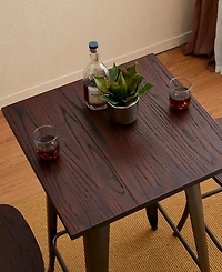 Glitzhome 41.25" Steel Square Elm Bar Table