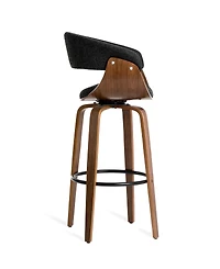 Glitzhome Mid-Century Modern Fabric Swivel Bar Stool, Set of 2