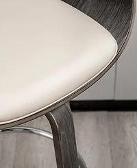 Glitzhome Mid-century Modern Leatherette Swivel Bar Stool, Set of 2