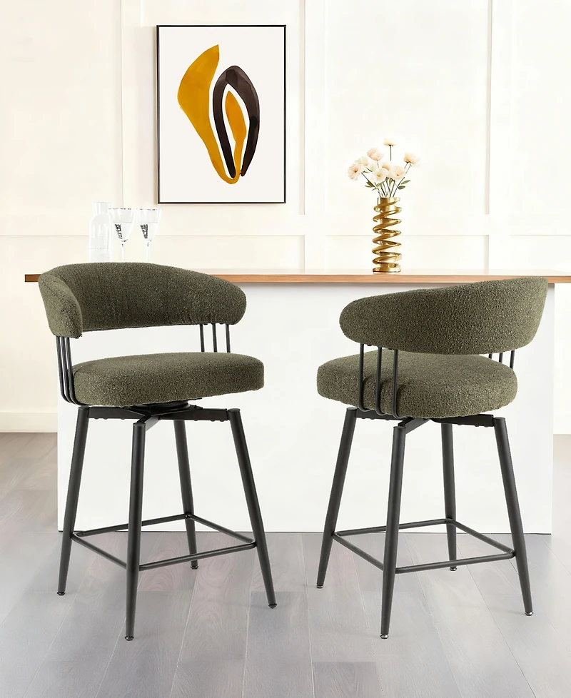 Glitzhome Modern Leatherette Swivel Counter Stool, Set of 2