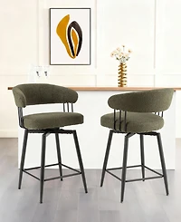Glitzhome Modern Leatherette Swivel Counter Stool, Set of 2