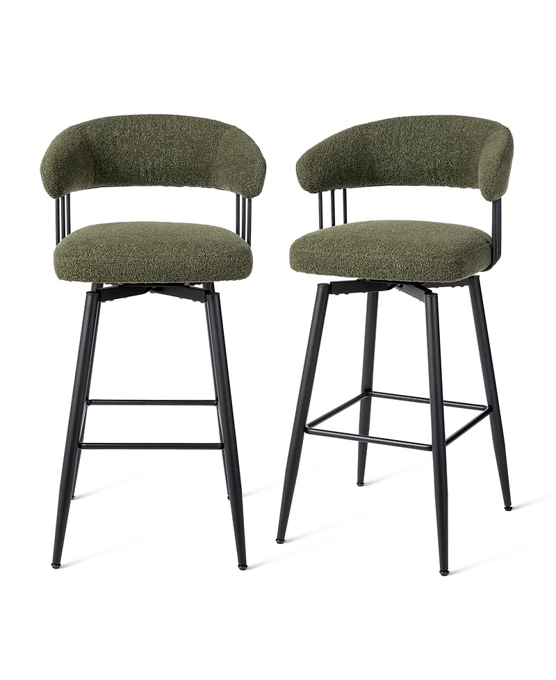 Glitzhome Modern Steel Swivel Bar Stool, Set of 2