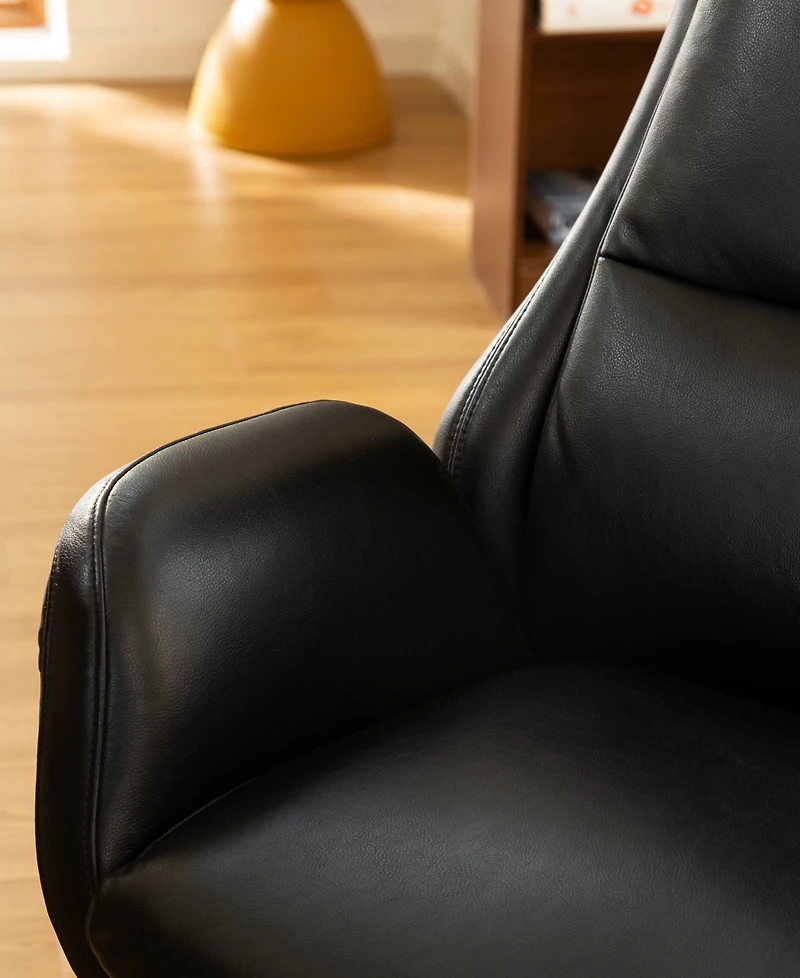 Glitzhome Mid-Century Modern 47.75" Leatherette High Back Office Chair