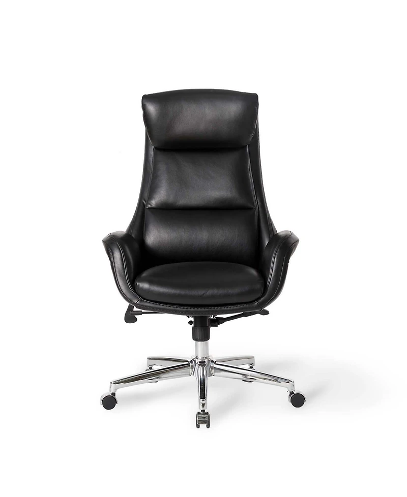 Glitzhome Mid-Century Modern 47.75" Leatherette High Back Office Chair