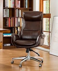 Glitzhome Mid-Century Modern 47.75" Bonded Leather High Back Office Chair