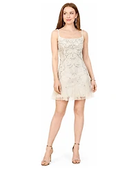 Lara Women's Beaded Mini Wedding Dress with Godets