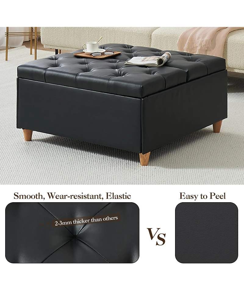 homfan Sherpa Upholstered Lift Top Storage Ottoman Tufted Bench, Heavy Duty Engineered Wood Living Room Furniture