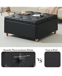 homfan Sherpa Upholstered Lift Top Storage Ottoman Tufted Bench, Heavy Duty Engineered Wood Living Room Furniture