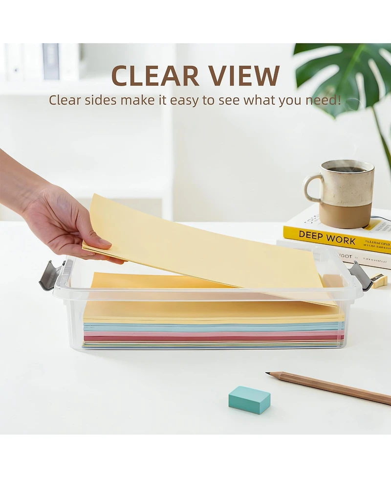 Xdovet Plastic Storage Box Latching Lid A4 Document Organizer