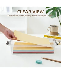 Xdovet Plastic Storage Box Latching Lid A4 Document Organizer