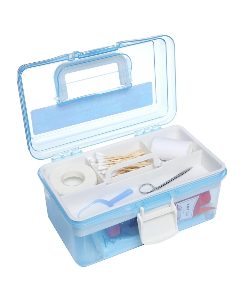 Xdovet Plastic Storage Box With Removable Tray Organizer Container