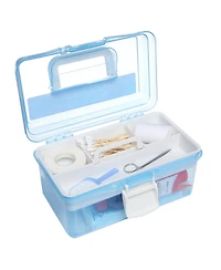 Xdovet Plastic Storage Box With Removable Tray Organizer Container