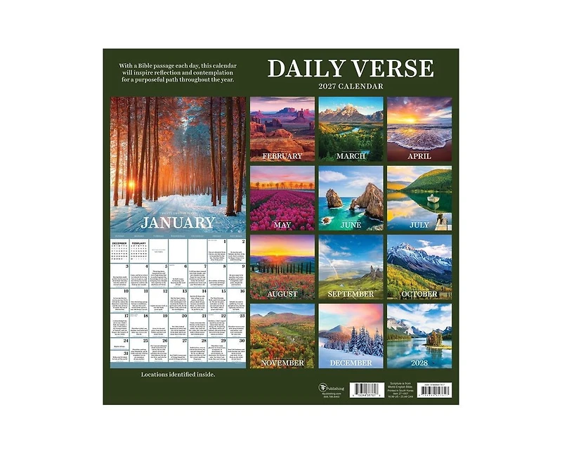 Tf Publishing Paper Goods 2027 Daily Verse Wall Calendar