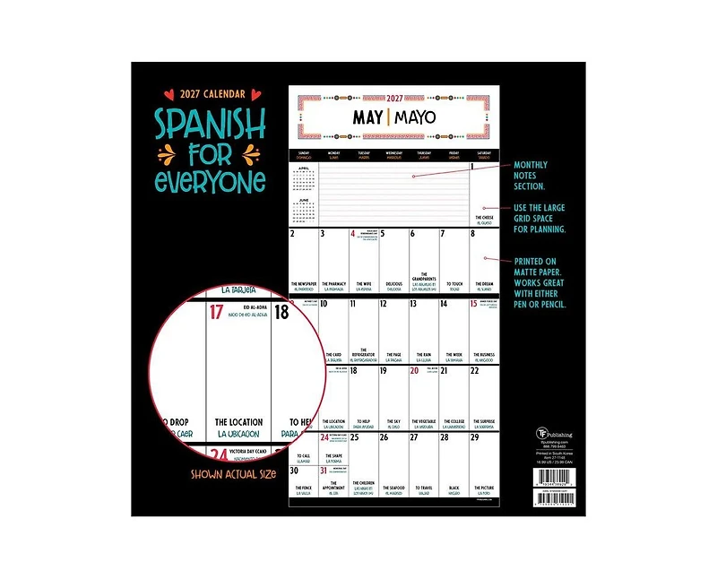 Tf Publishing Paper Goods 2027 Spanish Words for Everyone Wall Calendar