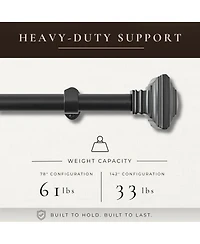 Threadmade Home Florence 1-Inch Adjustable Decorative Single Curtain Rod with Stacked Square Finials