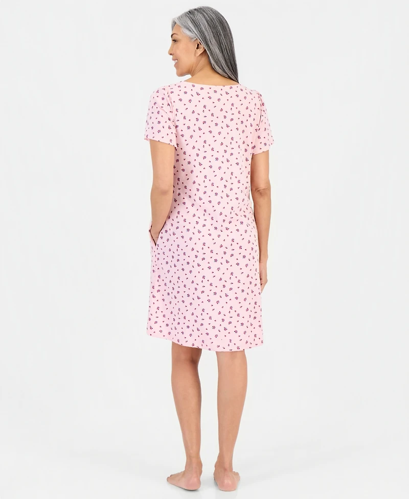 Charter Club Women's Short-Sleeve Square-Neck Pima Cotton Chemise, Macy's Exclusive