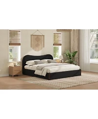Streamdale Furniture Upholstered Platform Bed with Wood Supporting Feet