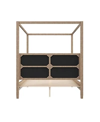 Streamdale Furniture Queen Wooden Canopy Platform Bed with Upholstered Headboard