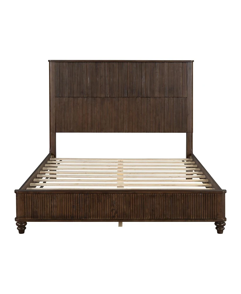 Streamdale Furniture Solid Wood Platform Bed Frame with Tall Headboard