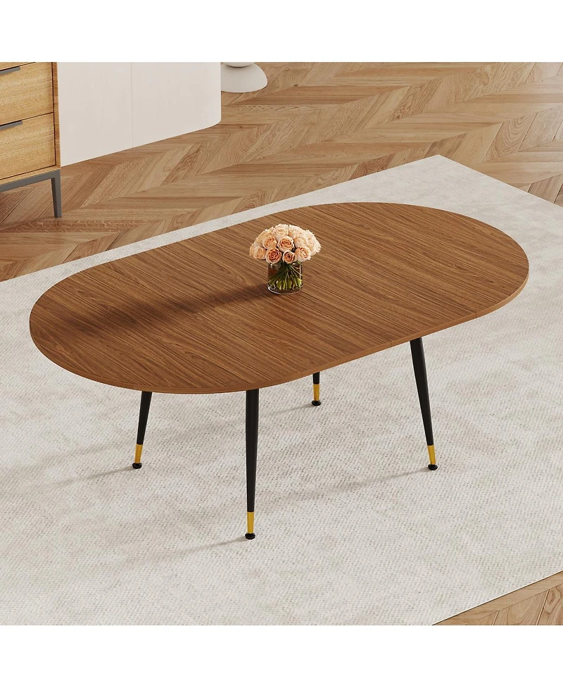 Streamdale Furniture Oval Extendable Dining Table with Metal Legs Seats 6-10