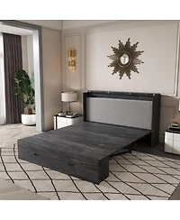 Streamdale Furniture 57'' Murphy Bed with Storage Charging Station and Swivel Wheels