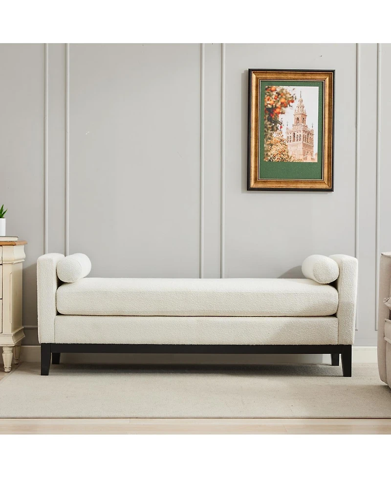 Streamdale Furniture 66.34''W Upholstered Bench with Wood Frame and 2 Bolsters