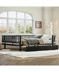 Streamdale Furniture Queen Size Metal Platform Bed with Storage Drawers