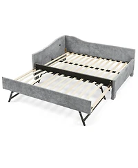 Streamdale Furniture Twin Curved Padded Daybed with Trundle and Usb Port