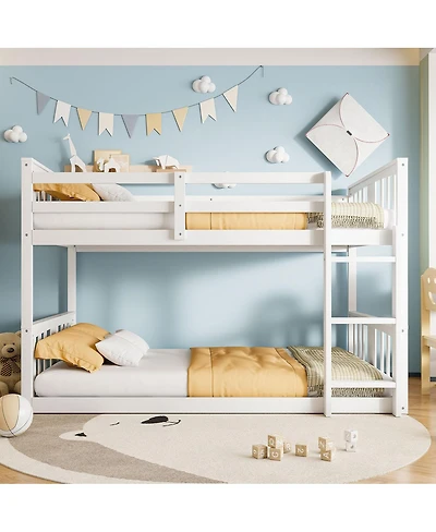 Streamdale Furniture Twin Over Twin Bunk Bed with Ladder