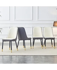 Streamdale Furniture Modern Dual-Tone Pu Leather Dining Chairs with Metal Legs (Set of 4)