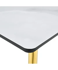 Streamdale Furniture Modern Minimalist Rectangular Dining Table with Faux Marble Top and Gold Legs
