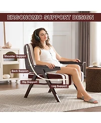 Streamdale Furniture Modern Striped Armchair with Solid Wood Legs (Set of 2)
