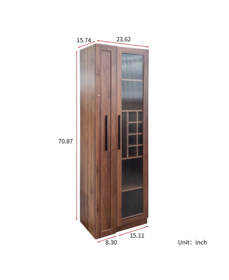 Streamdale Furniture Farmhouse Kitchen Pantry Cabinet with Pull-Out Storage and Glass Doors